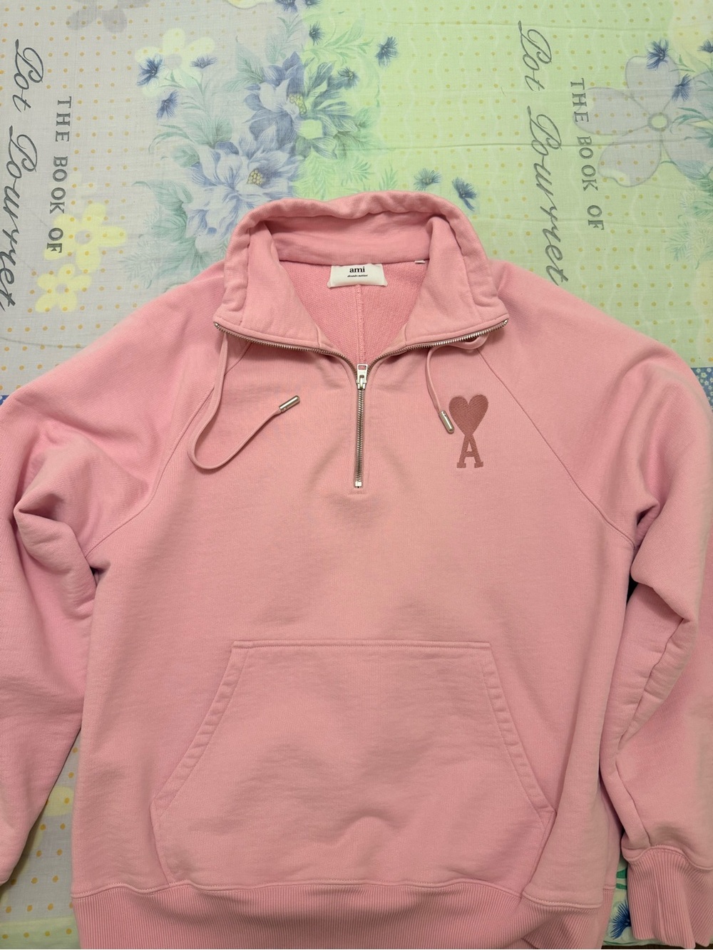 Pink Half-Zip AMI Pullover Sweater